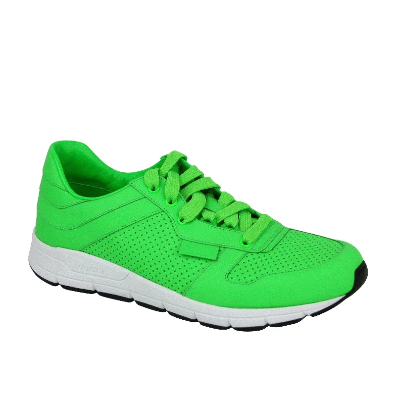 Men's sandals with a removable insole for cleaningGucci Men's Running Neon Green Leather Lace Up Sneakers