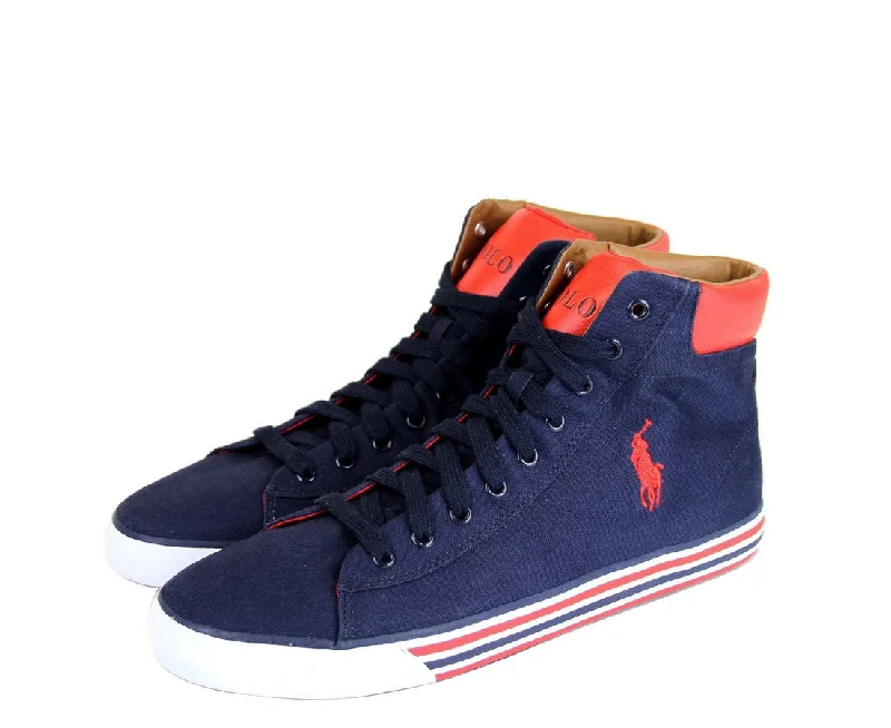 Men's sandals with a rubber sole for tractionPolo Ralph Lauren Men's Harvey Canvas High Top Sneaker With Logo