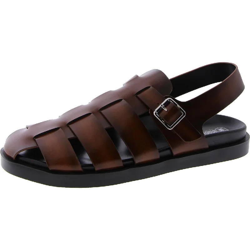 Men's sandals with a cushioned footbedMontego Mens Faux Leather Closed Toe Fisherman Sandals