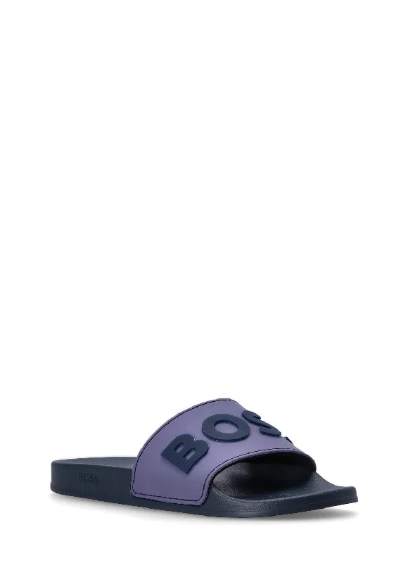 Men's sandals with a pointed toe for a stylish lookHugo Boss Men's Kirk Pool Slides, Blueberry Blue, Navy