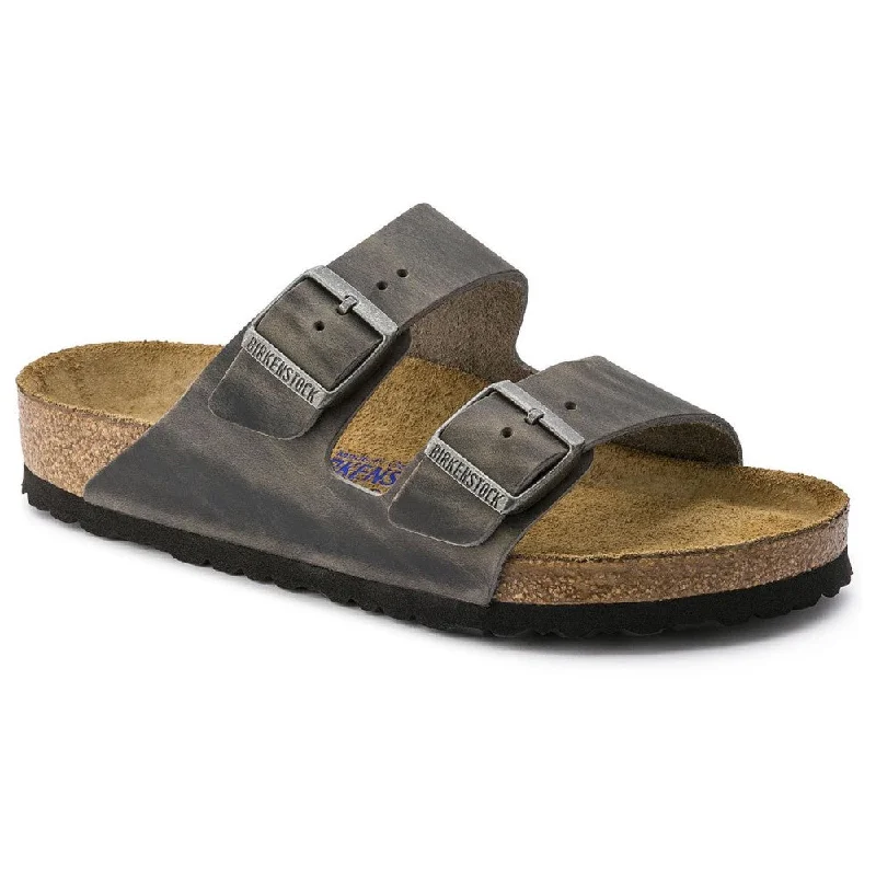 Men's sandals with a removable insole for cleaningBirkenstock Arizona NU Oiled SFB Iron R 552801