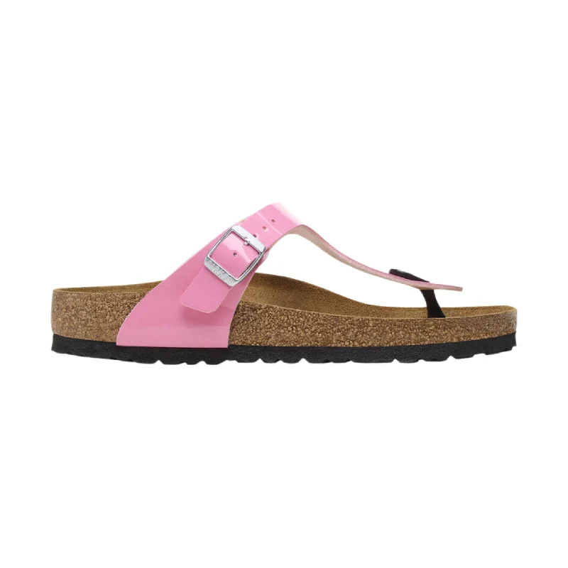 Men's sandals with a flexible sole for easy movementBirkenstock Gizeh Birko Flor Patent Sandal - Candy Pink/Black