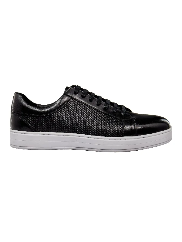 Slip - on men's loafers for easy wearBLACK LEATHER SNEAKERS