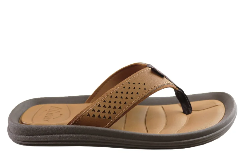 Men's sandals with a leather lining for comfortBR Sport Atlanta Mens Comfort Cushioned Thongs Sandals Made In Brazil