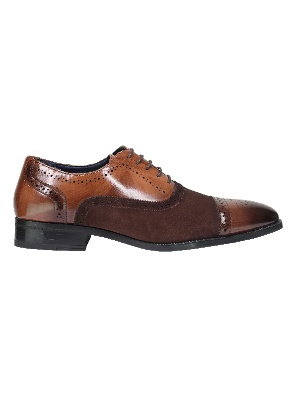 Men's loafers with a moc - toe designBROGUE - SUEDE & LEATHER OXFORD LACE UP