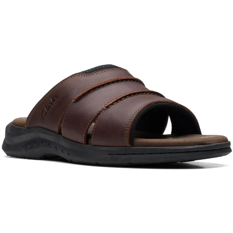 Men's sandals with a rubber sole for tractionClarks Mens Walkford Easy Leather Slide Mule Sandals