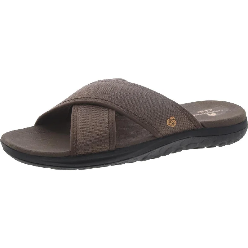 Men's sandals with a flexible sole for easy movementCloudsteppers by Clarks Mens Step Beat Sail Criss-Cross Slip-On Slide Sandals