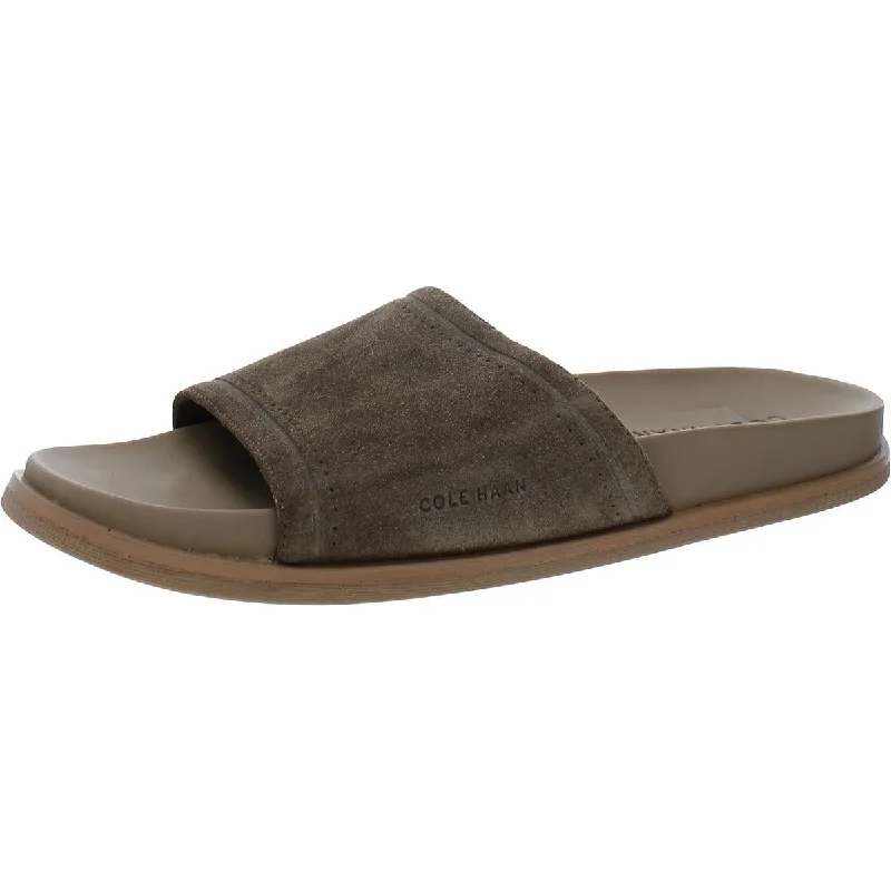 Men's sandals with a contrast stitching detailCole Haan Mens Suede Slide Sandals