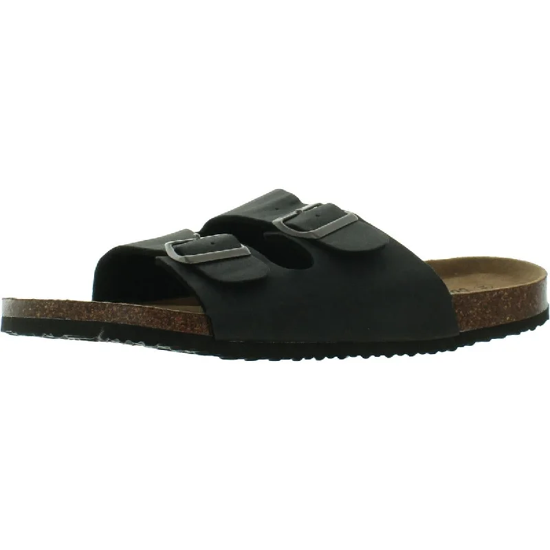 Men's leather sandals with an adjustable strapCotton On Mens Double Buckle Sandal Buckle Slide Sandals