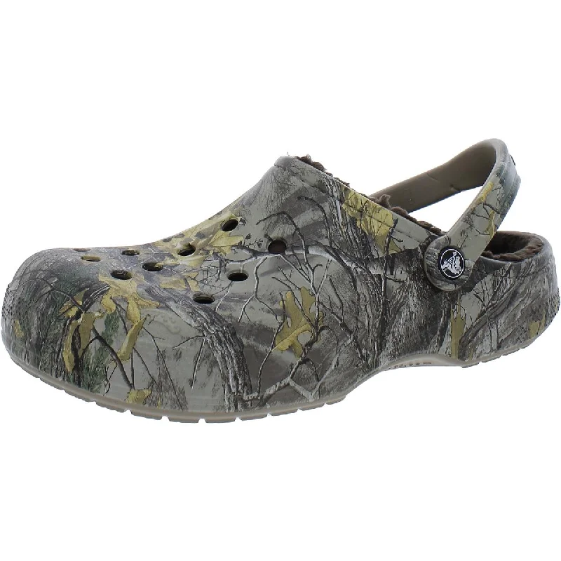 Men's sandals with a rubber sole for tractionCrocs Mens Baya Lined RealTree Extra Clog Faux Fur  Sport Sandals