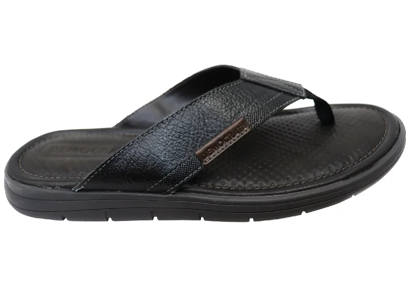 Men's sandals with a decorative buckle or charmDemocrata Mitch Mens Brazilian Leather Comfortable Thongs Sandals