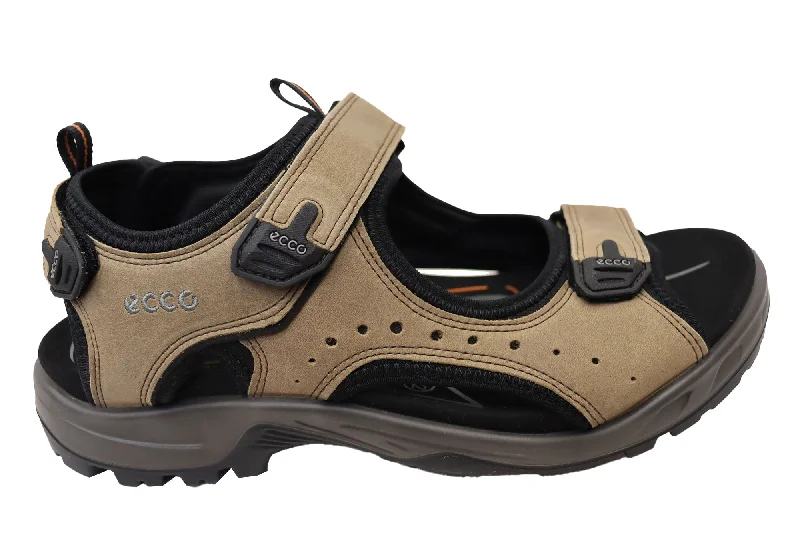 Men's sandals with a perforated leather upper for ventilationECCO Mens Comfortable Leather Offroad Sandals