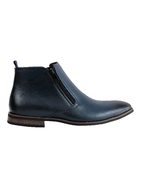 Men's loafers with a contrast stitching detailFAUX LEATHER CHELSEA BOOTS LOW ANKLE IN NAVY