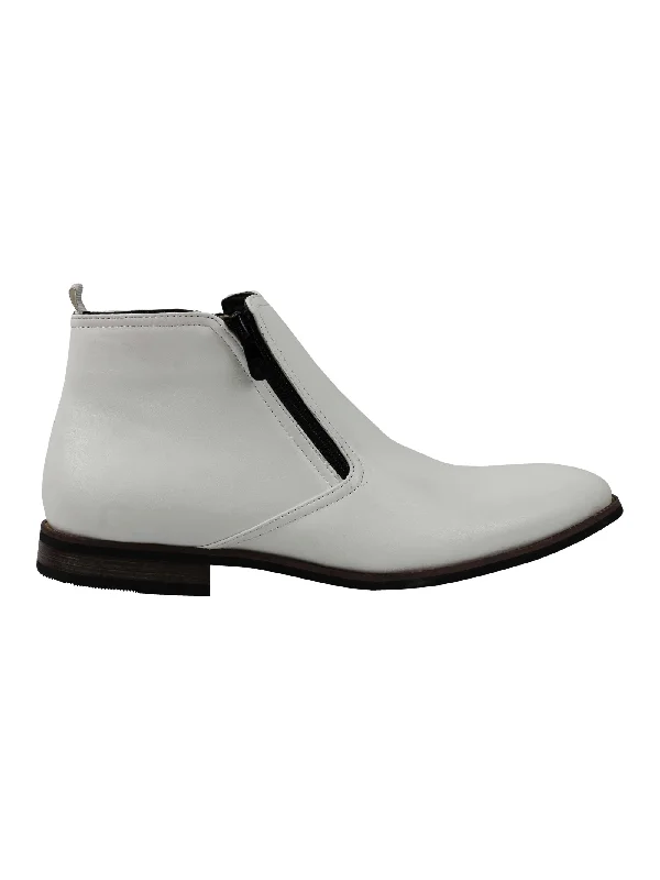 Men's loafers with a leather lining for comfortFAUX LEATHER CHELSEA BOOTS LOW ANKLE IN WHITE