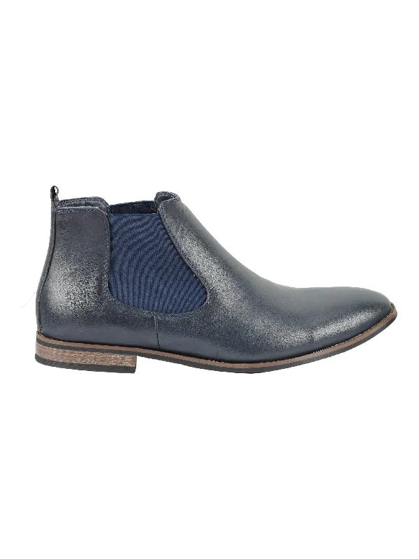 Men's loafers with a pointed toe for a stylish appearanceFAUX LEATHER CHELSEA NAVY BOOTS