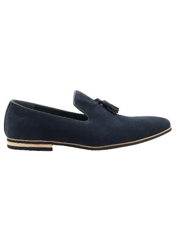 Men's loafers with a cushioned footbedFAUX LEATHER TASSEL DESIGN BLUE LOAFERS