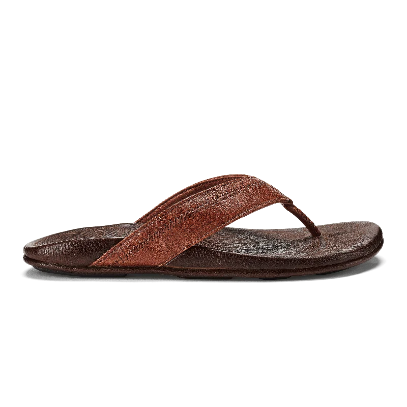 Men's sandals with a perforated leather upper for ventilationHiapo - Rum / Dark Wood