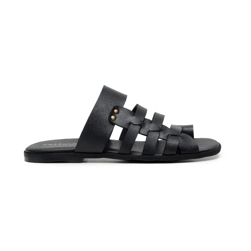 Men's sandals in a neutral color like black or brown'Joel' men's sandal with vegan-leather upper by Zette Shoes - black