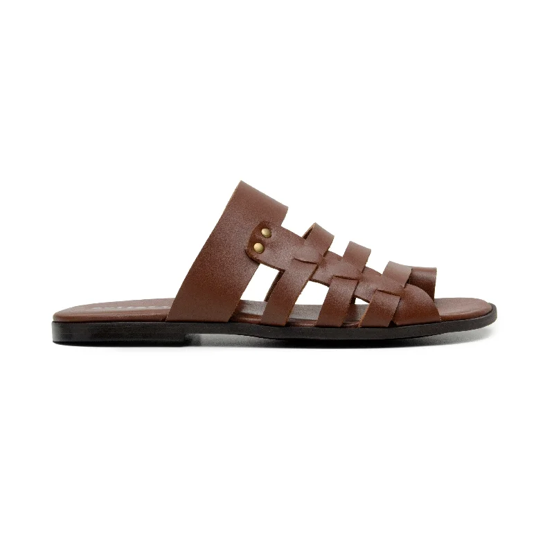 Men's sandals with a durable outer sole'Joel' men's sandal with vegan-leather upper - cognac