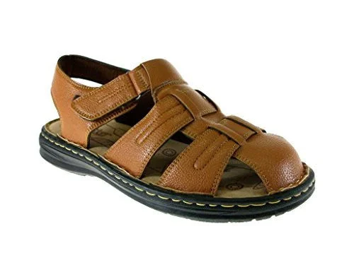 Men's sandals with a contrast stitching detailJ's Awake Men's Locus-81 Covered Toe Caged Sandals