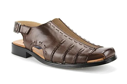 Men's sandals with a wide strap for supportMen's 33225 Leather Lined Sling Back Covered Toe Dress Sandals