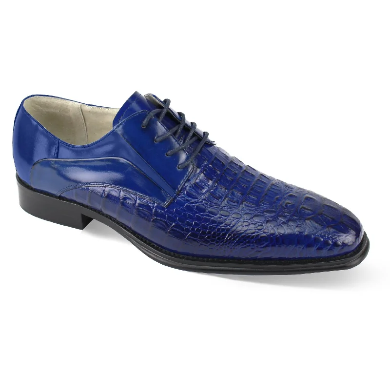 Men's loafers with a leather lacing systemGIOVANNI LEATHER SHOES-MASON-COBALT