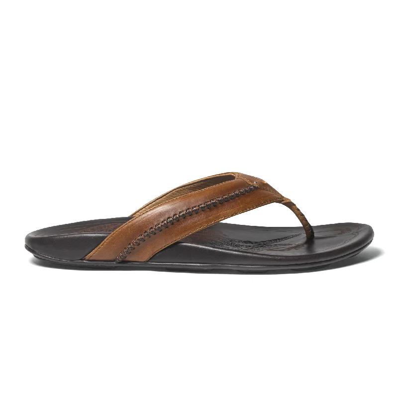 Men's sandals with a contrast stitching detailMea Ola - Tan / Dark Java