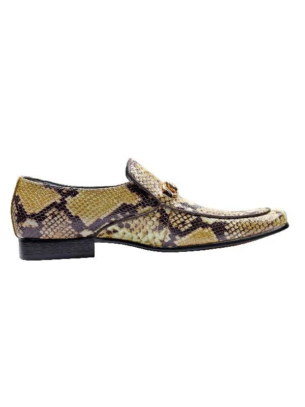 Men's loafers with a low - heeled designREAL LEATHER GOLD BUCKLE PRINTED SHOES