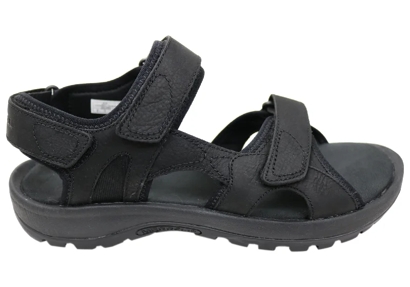 Men's leather sandals with an adjustable strapMerrell Mens Sandspur 2 Convert Comfortable Adjustable Leather Sandals