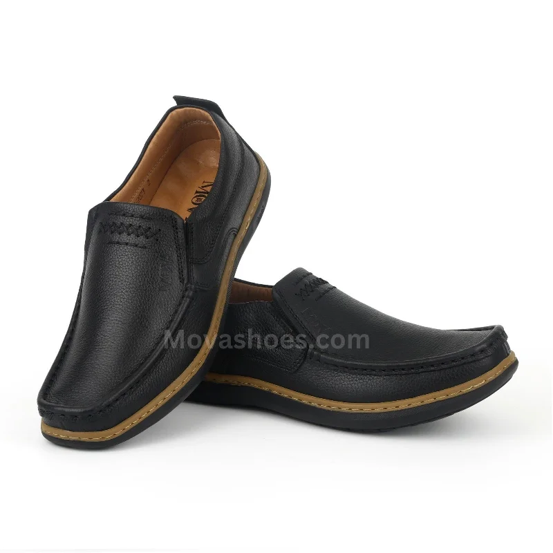 Men's loafers with a leather lining for comfortMova Leather Casual 2073 - Black