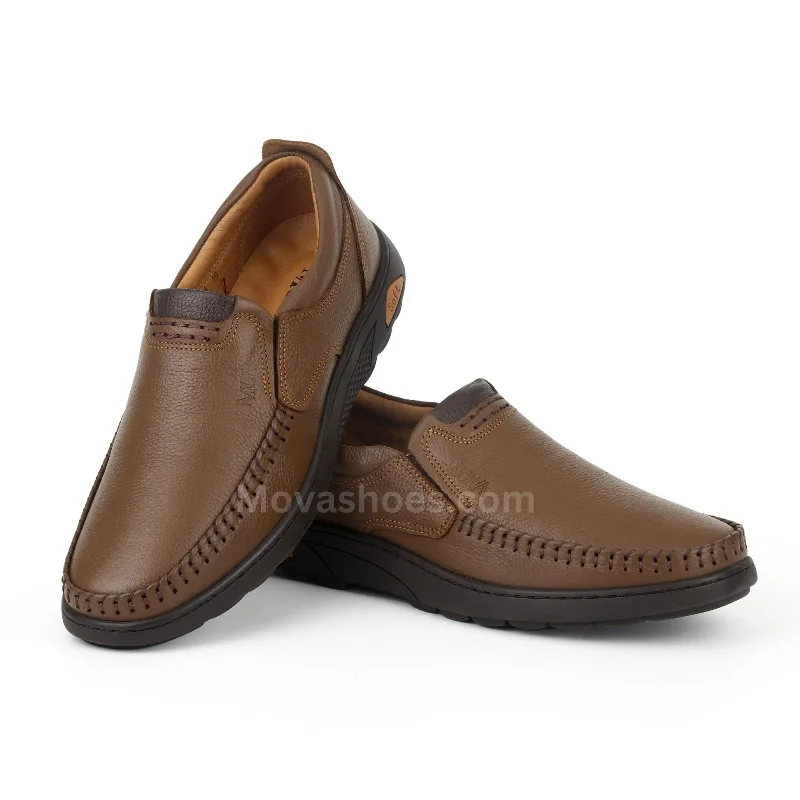 Men's loafers with a low - heeled designMova Leather Casual MS40 - Mustard