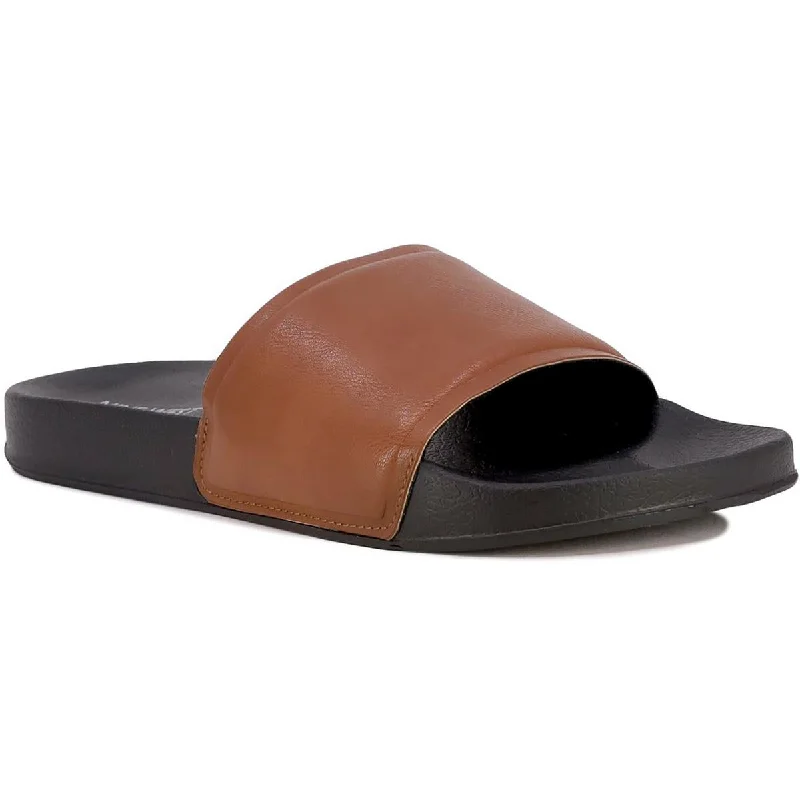 Flip - flop style men's sandals for beach wearNine West Mens Tiago Faux Leather Pool Slides