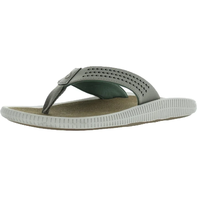 Men's sandals with a wide strap for supportOluKai Mens Ulele Faux Leather Flip-Flops