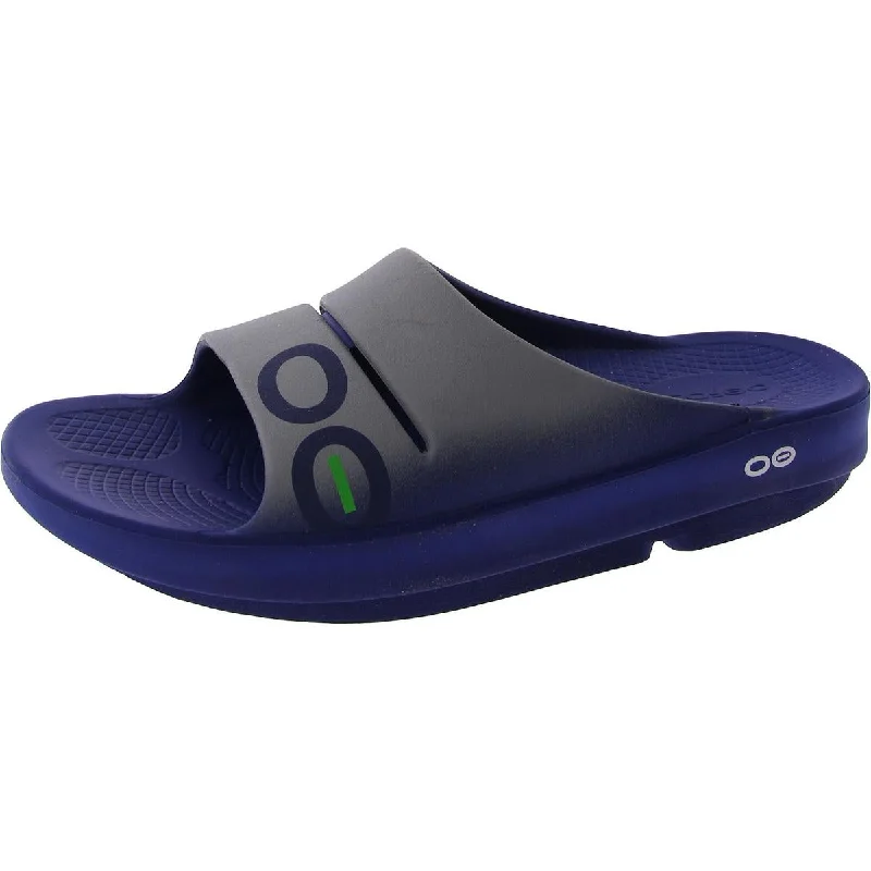 Men's sandals with a durable outer soleOofos Mens Casual Beach Slide Sandals