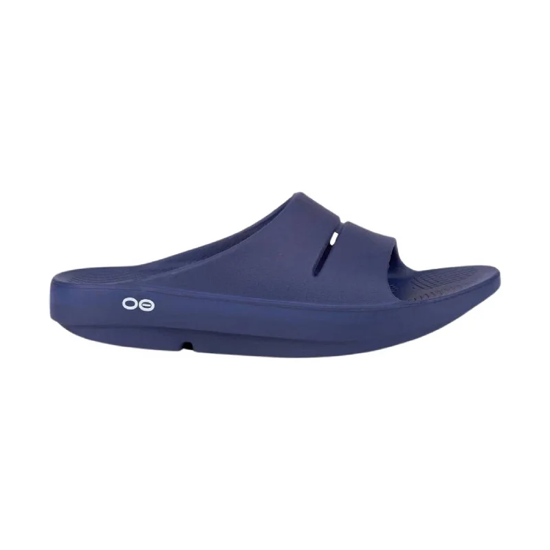 Waterproof men's sandals for water activitiesOOfos OOahh Slide - Navy Blue