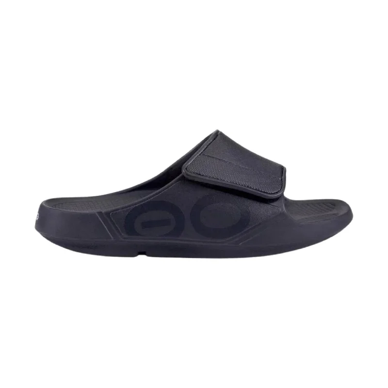 Men's leather sandals with an adjustable strapOOfos OOahh Sport Flex Slide - Matte Black