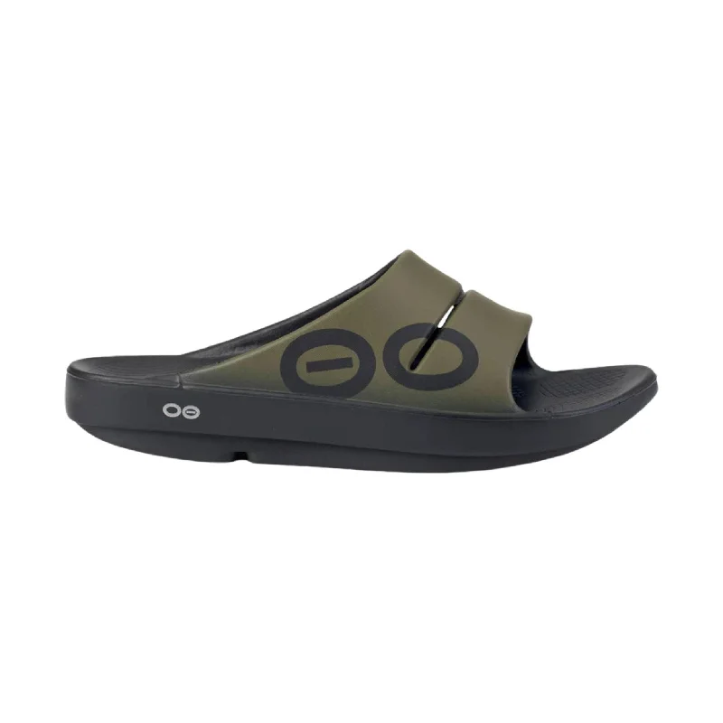 Men's sandals with a decorative buckle or charmOOfos OOahh Sport Slide - Tactical Green