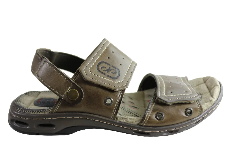 Men's sandals with a cushioned footbedPegada Jensen Mens Leather Comfort Cushioned Sandals Made In Brazil