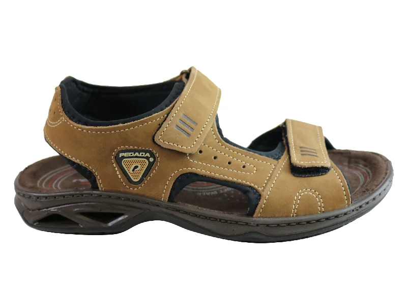 Men's sandals with a removable insole for cleaningPegada Thompson Mens Leather Comfort Cushioned Sandals Made In Brazil