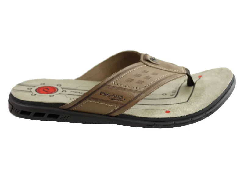 Men's sandals in a neutral color like black or brownPegada Villa Mens Leather Cushioned Thongs Sandals Made In Brazil