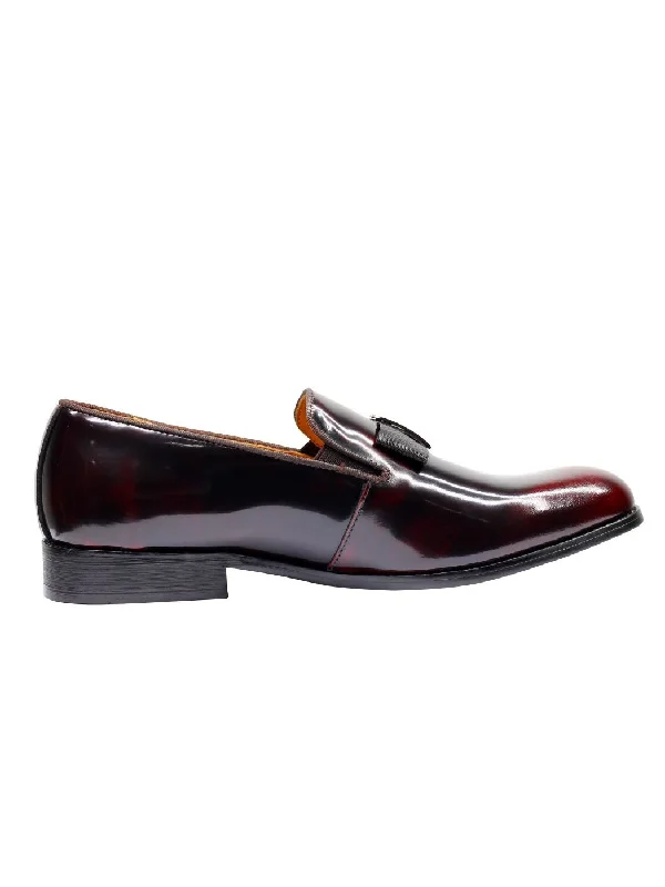 Men's loafers with a memory foam insoleREAL LEATHER BURGUNDY BOW TIE LOAFERS