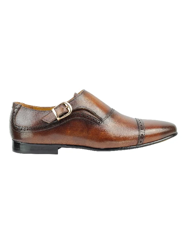 Men's loafers with a tassel front for a classic lookReal Leather Monk Strap Brown Loafer