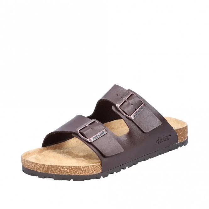 Men's sandals with a durable outer soleRieker 22190-00 MENS SLIP ON MULE SANDALS Black