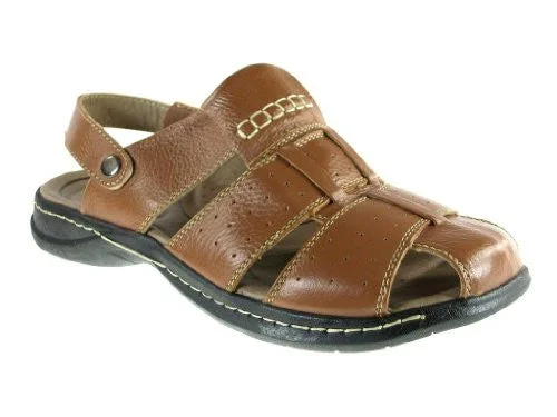 Men's sandals with a perforated leather upper for ventilationMen's P-701 Leather Convertible Fisherman Sandals