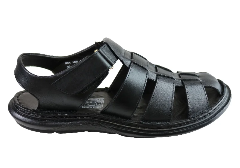 Men's sandals with a wide strap for supportSavelli Christopher Mens Leather Closed Toe Sandals Made In Brazil