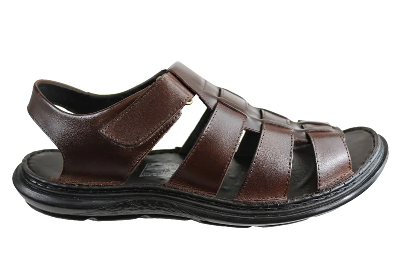 Men's sandals with a leather lining for comfortSavelli Kain Mens Leather Comfortable Cushioned Sandals Made In Brazil