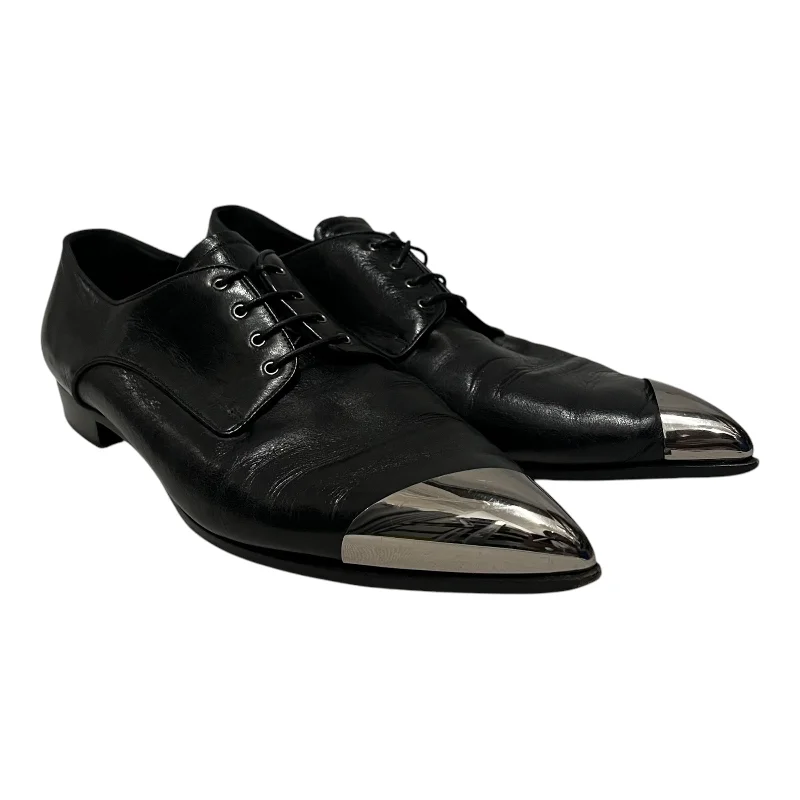 Men's Oxford shoes with a buckle closure and a pointed toeMIU MIU/Dress Shoes/EU 40/Leather/BLK/Metal Toe