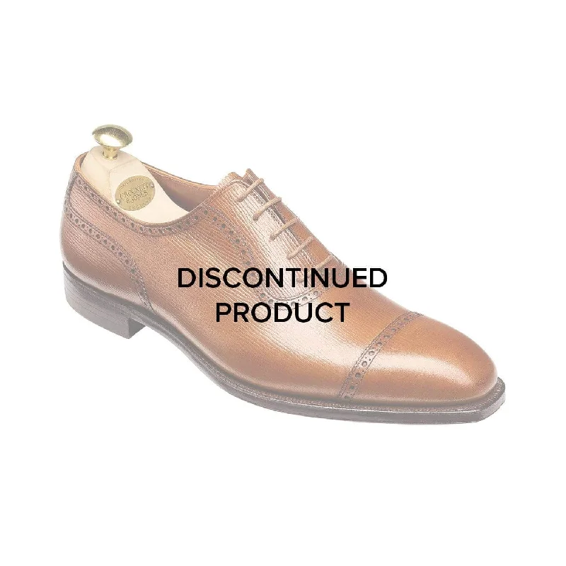 Men's Oxfords with a perforated leather strap for ventilationAlbany 4 Tan Willow Grain