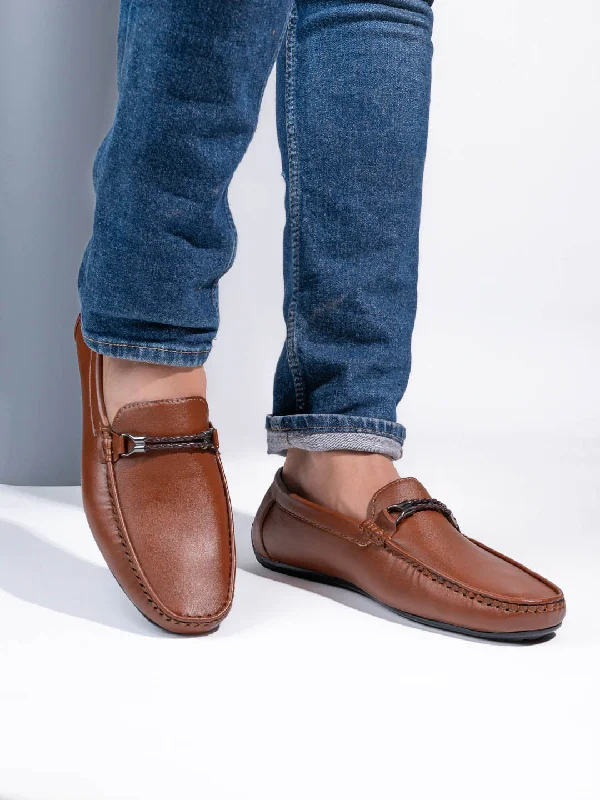 Men's casual shoes with a contrast sole colorAlberto Torresi Tan Burnish With TPR Sole Loafers For Men