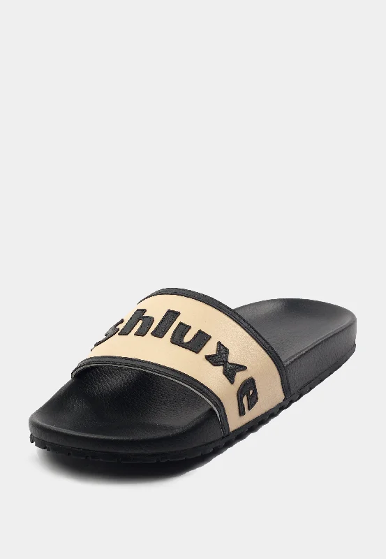 Men's slippers with a pointed toe for a stylish appearanceAshluxe Stitched Leather Slides - Apricot